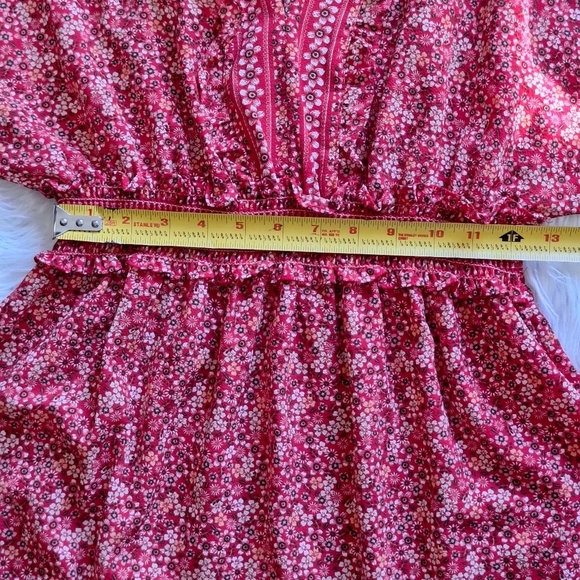 Max Studio Floral V-neck Midi Dress with Balloon Sleeves - Picture 12 of 15